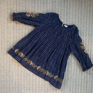 Lali Navy Plaid Embroidered Dress
